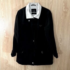 Braetan Black and White Trench Coat with Contrasting Collar